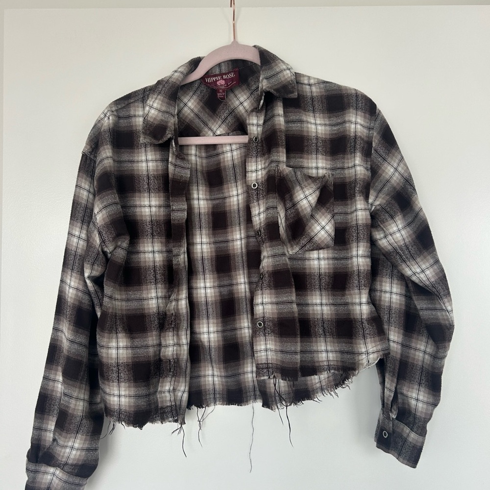 Plaid Cropped Flannel Shirt